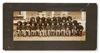 (MILITARY--SPANISH AMERICAN WAR.) YOUNG, COLONEL CHARLES. Group photograph of the officers of the Tenth Cavalry, with Colonel Charles Y